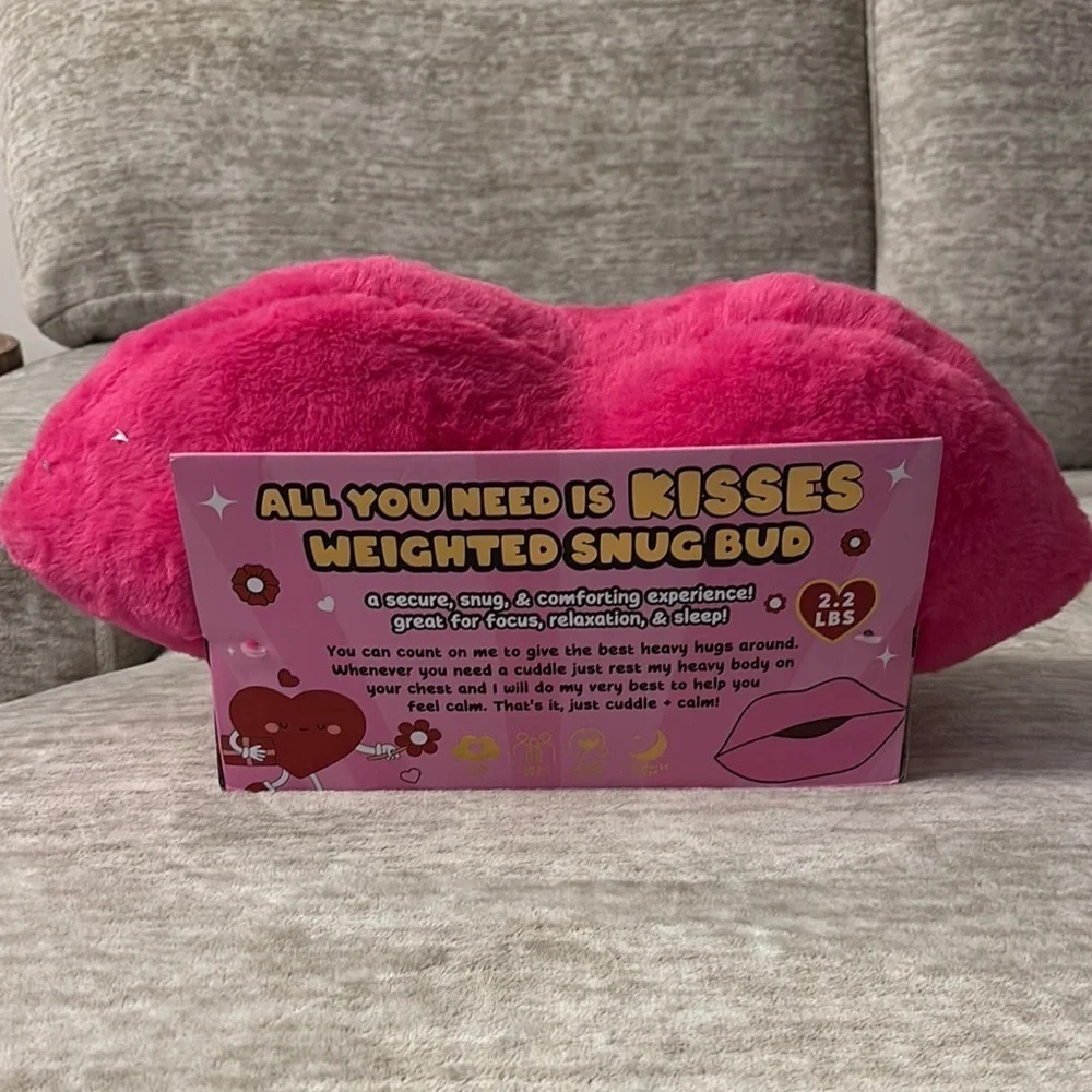 Fuzzy Pink Lip-Shaped Pillow